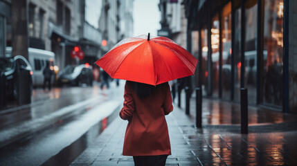 person with umbrella - obrazy, fototapety, plakaty
