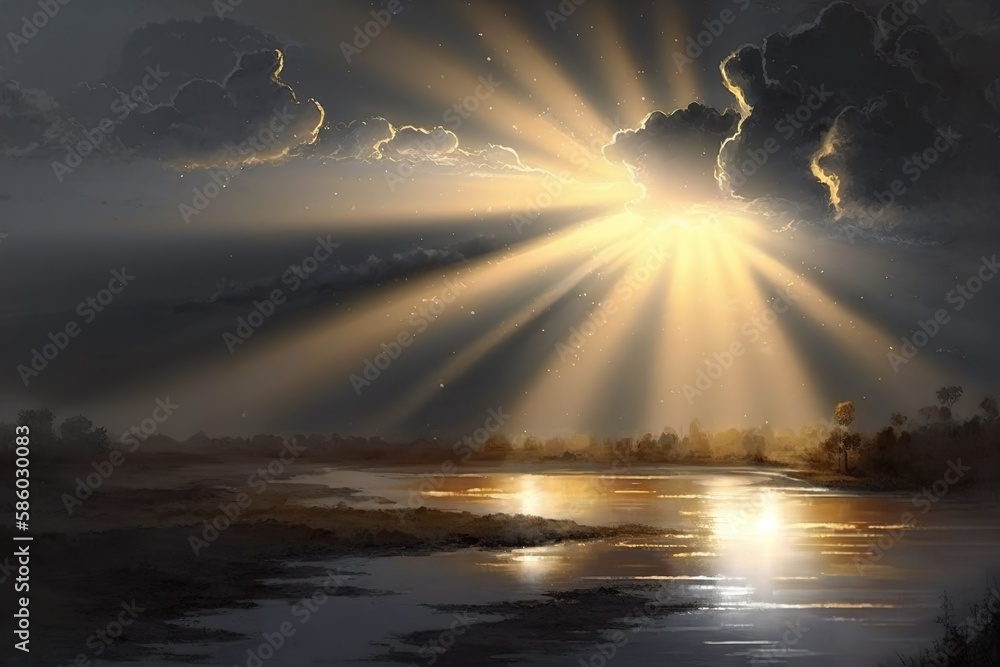 Poster fleeting rays of illuminated sunshine generative ai