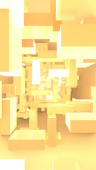 3d rendered golden cubes background.