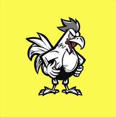 chicken mascot illustration icon, culinary business logo design, chicken food business