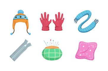 Sweater,Socks,Hat,Scarf.Knitting work in cartoon character,