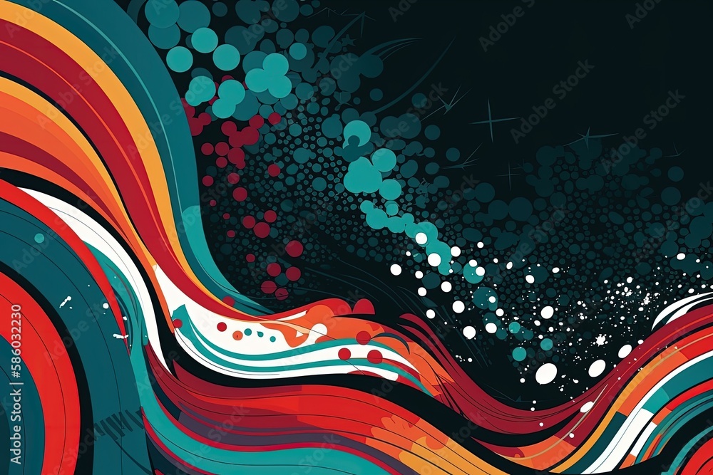 Poster vibrant and playful bubble-filled abstract background created with generative ai technology