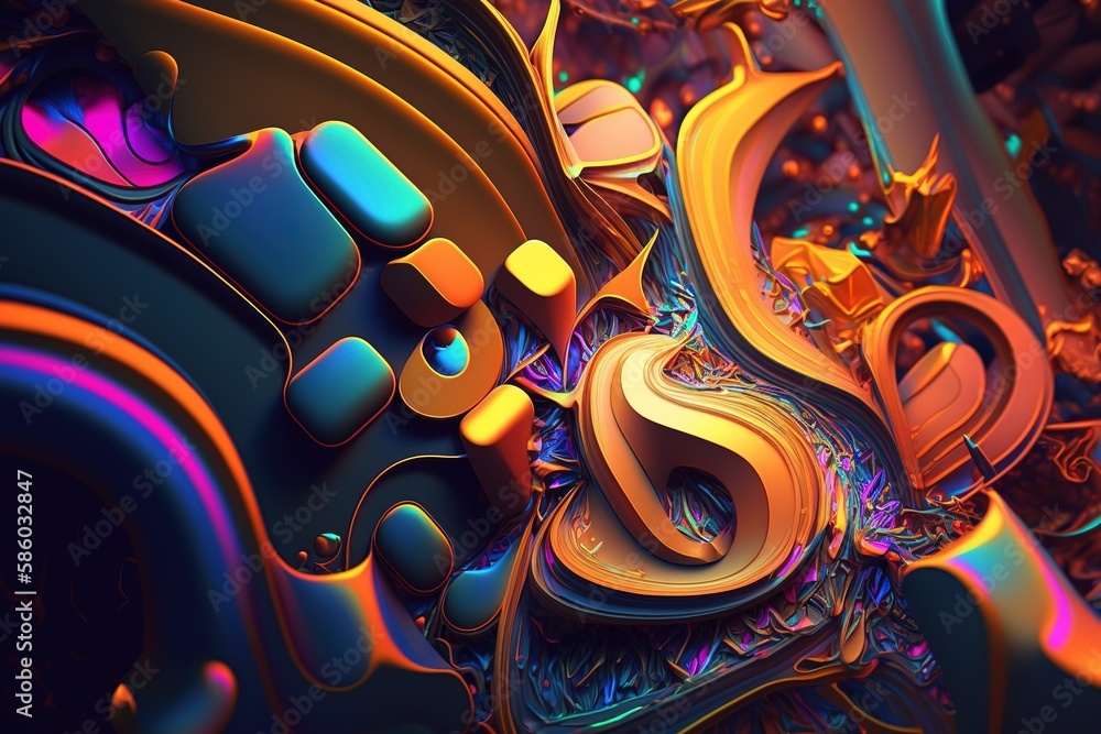 Poster enthralling glitter of neon abstraction generative ai