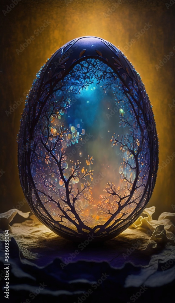 Poster experiencing magic through light: exploring a vision of the unseen within an easter egg generative a