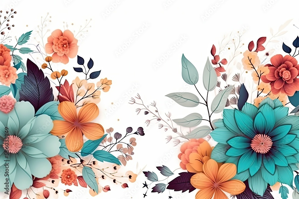 Poster floral pattern on a white background created with generative ai technology