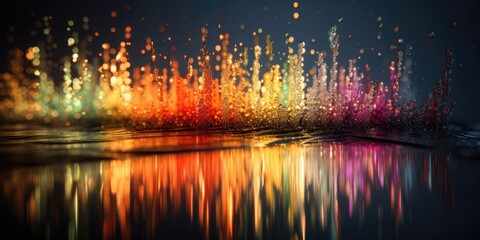 Waterdroplets in rainbow colors close up, made with generated ai
