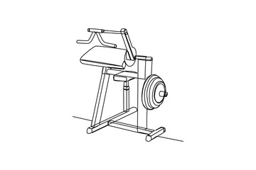 Single one-line drawing a tricep Machine to build triceps muscle. fitness tools concept. Continuous line drawing design graphic vector illustration.