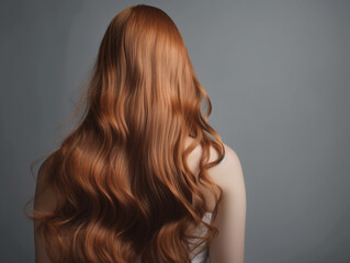 Fototapeta premium Woman with long and shiny hair on isolated background. back view. Generative AI