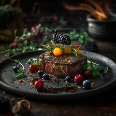 Naklejka na ściany i meble Discover our premium culinary photos to enhance your gourmet website or project. Elegant dishes, refined presentations and delicate textures to inspire your clients and showcase your expertise