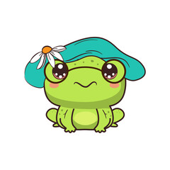 Cute baby frog in cartoon style. Vector illustration.