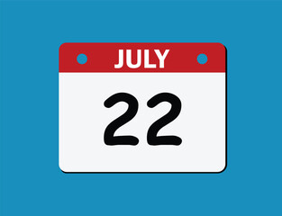 22th July calendar icon. Calendar template for the days of July.