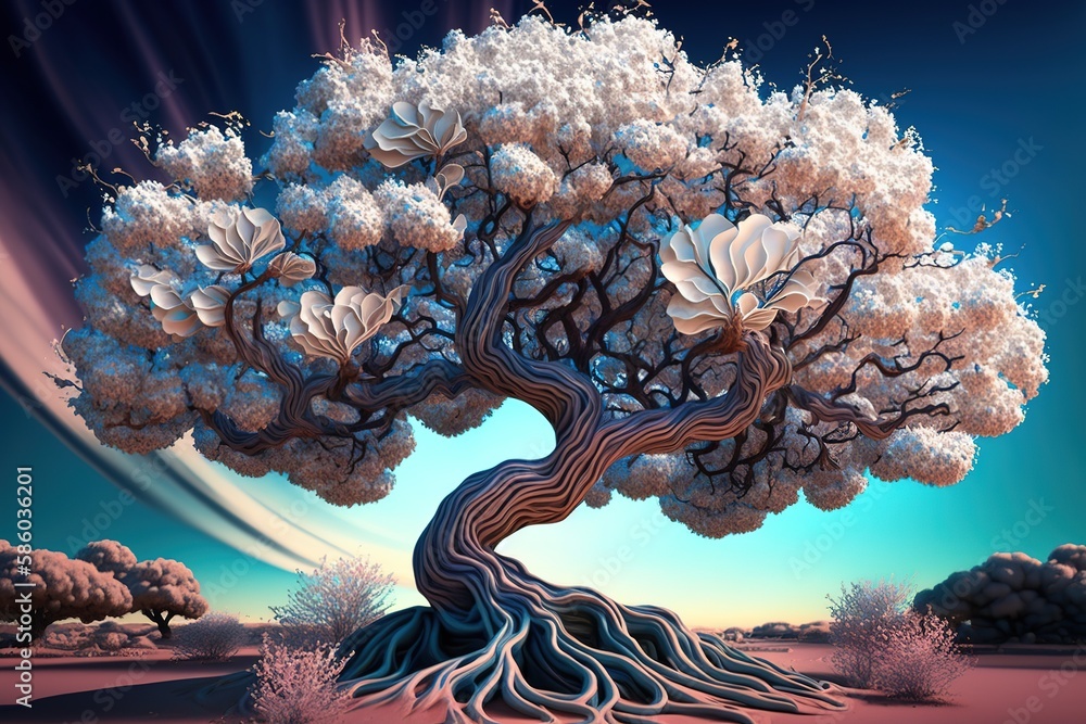 Poster digital animosity - a unique conceptualization addressed through of a peculiar fantasy dogwood tree 