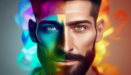 Fototapeta premium LGBTQ・ゲイ・バイセクシャル・トランスジェンダーの男性（AI生成画像） 