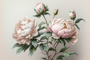 A Bouquet of Pastel Pink Peonies