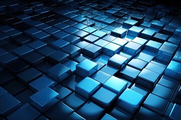 abstract blue background with floating cubes created with Generative AI technology