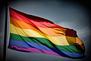 Rainbow Flag Waving in the Wind - LGBT Pride