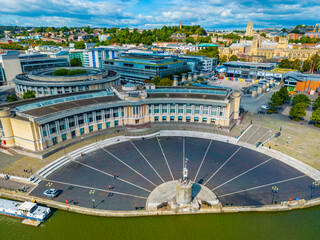 Panorama view of British town Bristol