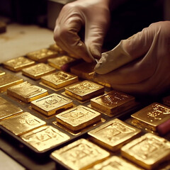 Manufacturing and making solid gold ingots.