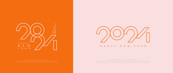 Happy new year 2024 with a unique and elegant thin number design. Premium design 2024 for calendar, poster, template or poster design.