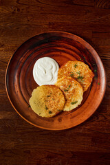 potato pancakes with sour cream