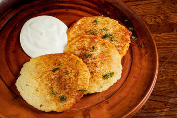 potato pancakes with sour cream