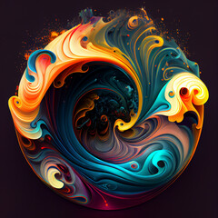 Colorful oil paint abstract bright swirling background illustration