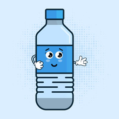 Cute Water Plastic Bottle Character Vector Illustration