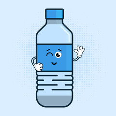 Cute Water Plastic Bottle Character Vector Illustration
