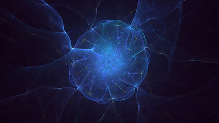 3D rendering abstract blue fractal light background