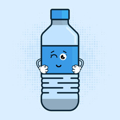 Cute Water Plastic Bottle Character Vector Illustration