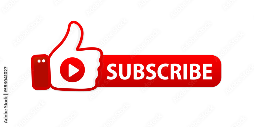 Poster subscribe button. subscribe with thumb up. subscription web button mockup. blogging, promotion. temp