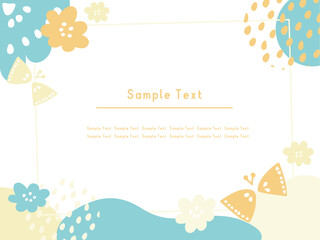 北欧風でかわいい　ちょうちょとお花の背景