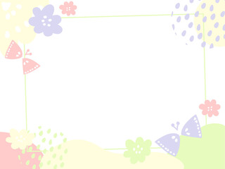 北欧風でかわいい　ちょうちょとお花の背景