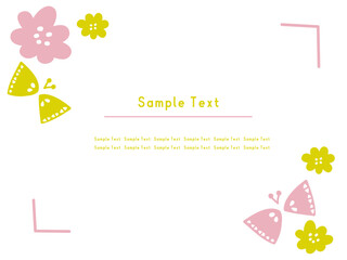 Fototapeta premium 北欧風でかわいい ちょうちょとお花の背景