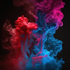 Obraz premium Colorful smoke, abstract background, wallpaper. Color bomb. Printable image. High quality. Generative AI
