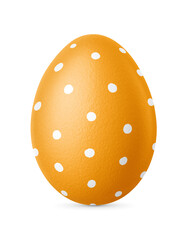 Handmade orange Easter egg with dots isolated on a white background.