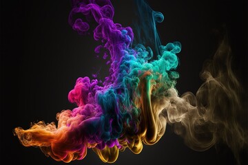 Fototapeta premium Colorful smoke, abstract background, wallpaper. Color bomb. Printable image. High quality. Generative AI