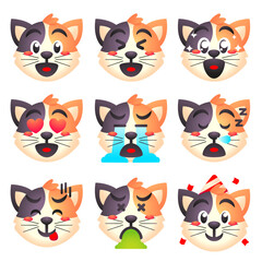 cute cat icon sticker set