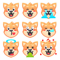 Obraz premium cute shiba inu icon sticker set