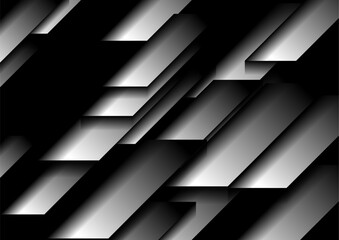 Black and white geometric tech abstract background. Vector concept design