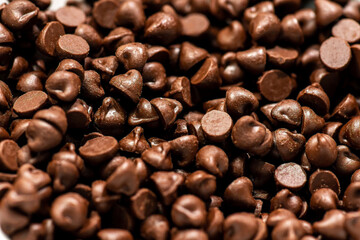 Bakery -  Chocolate Decorations or Chocolate Garnish at macro top view