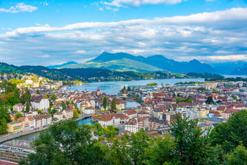 Panorama view of Luzern from Guetsch palace