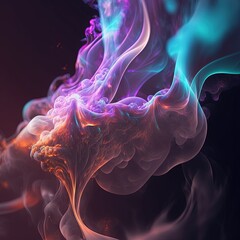 Obraz premium Colorful smoke, abstract background, wallpaper. Color bomb. Printable image. High quality. Generative AI