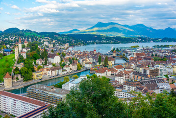 Panorama view of Luzern from Guetsch palace