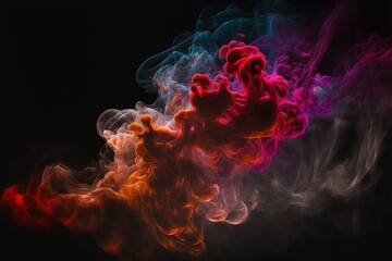 Obraz premium Colorful smoke, abstract background, wallpaper. Color bomb. Printable image. High quality. Generative AI