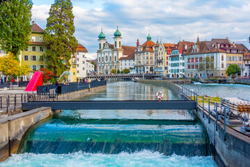 Panorama Saint Francis Xavier church at Swiss town Luzern