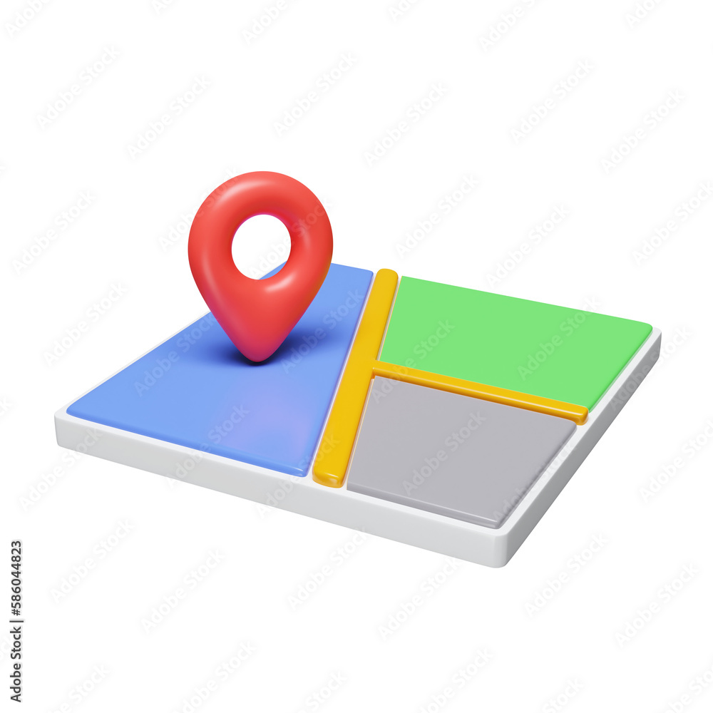 Poster 3d pin location icon on map. online order tracking. location mark on map and cardboard boxes. fast d