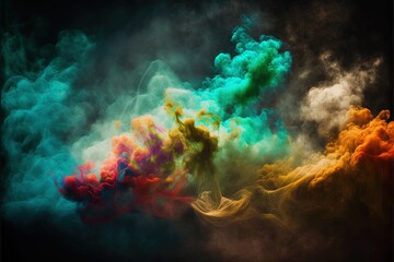 Obraz na płótnie Canvas Colorful smoke, abstract background, wallpaper. Color bomb. Printable image. High quality. Generative AI