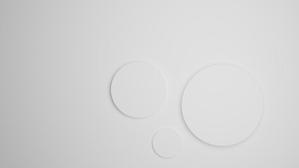 Shifted white circle or cylinder background wallpaper banner pattern with copy space as an abstract 3d-illustration and rendering