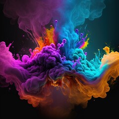 Obraz premium Colorful smoke, abstract background, wallpaper. Color bomb. Printable image. High quality. Generative AI